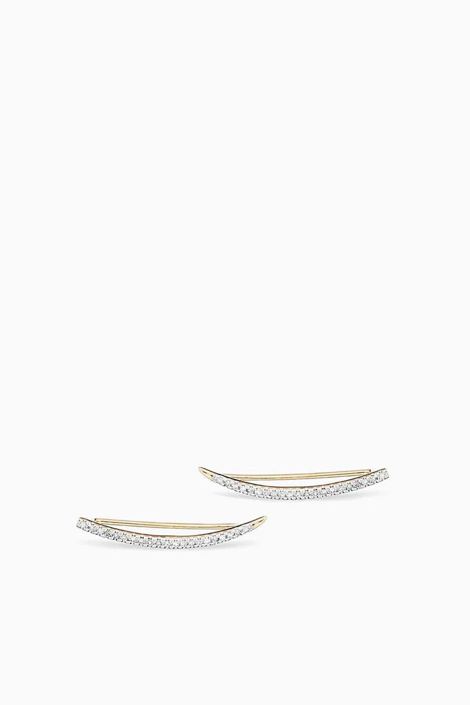 Large Pave Curve Wing Earrings in Yellow Gold | Hampden Clothing