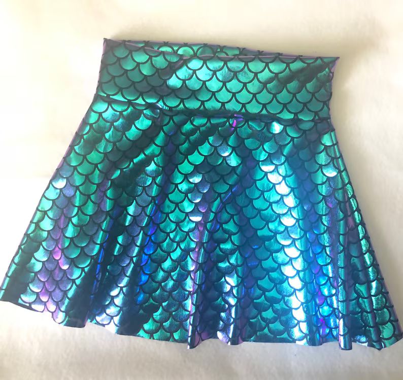 Mermaid Skirt Purple Turquoise Teal two tone iridescent girls skater twirl skirt 6 9 12 18 24 mon... | Etsy (US)
