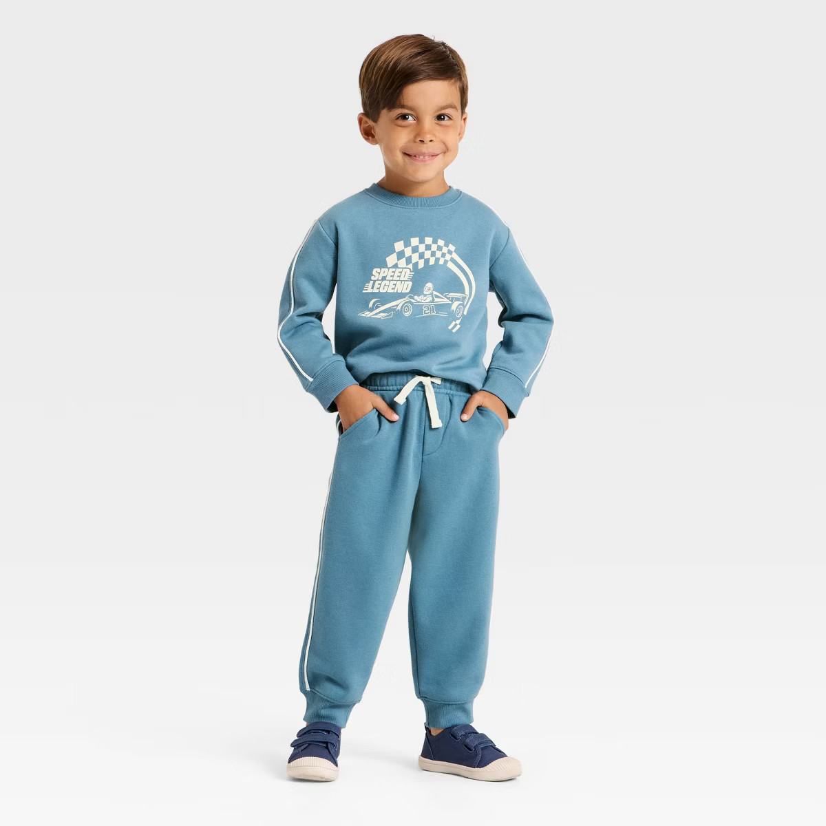 Toddler Boys' 2pc Fleece Sweatshirt and Jogger Pants Set - Cat & Jack™ Blue | Target