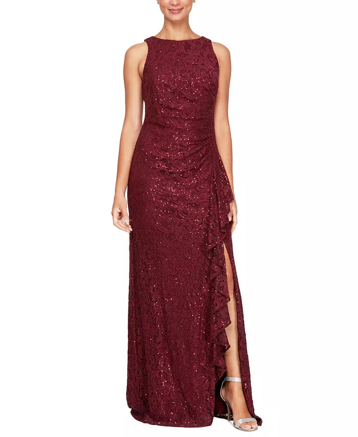 Alex Evenings Sequin Lace Cascading Ruffle Gown & Reviews - Dresses - Women - Macy's | Macys (US)