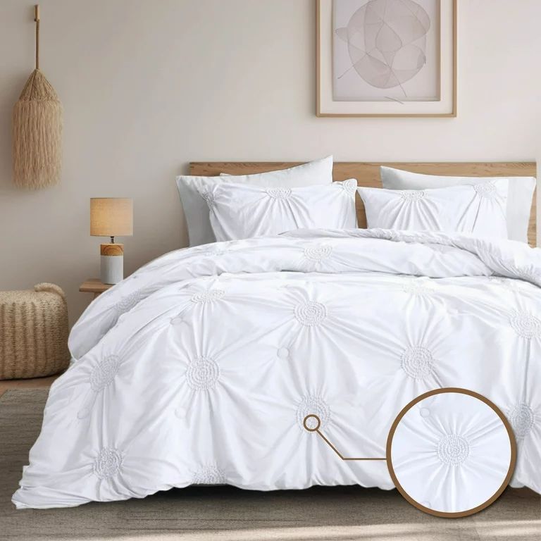 Comfort Spaces 2-Piece Twin/Twin XL Comforter Set Microfiber White Elastic Ruched Bedding Sets - ... | Walmart (US)