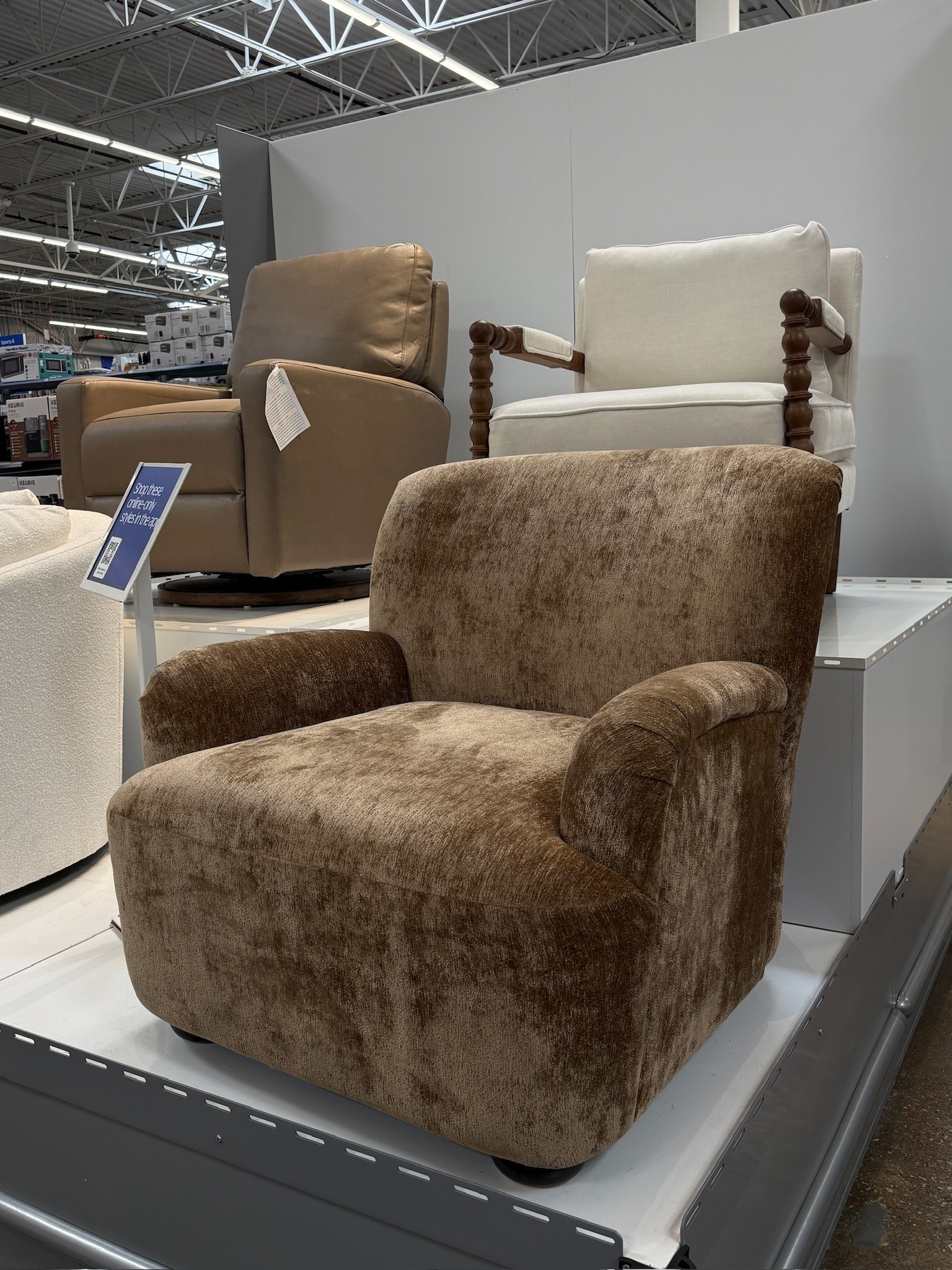 You guys, I saw this chair in WALMART and was shocked!! It’s so beautiful!!! Looks soooo high end and looks way better IRL and nothing like the stock photos!! 

walmart home finds, walmart finds, walmart accent chair, affordable accent chair, budget friendly accent chair

#LTKHome