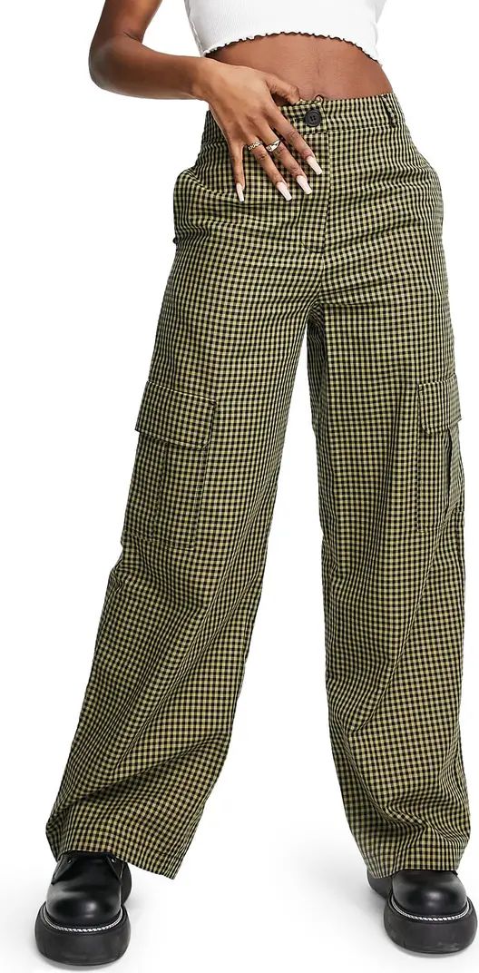 Topshop Check Wide Leg Cotton Trousers | Nordstrom | Nordstrom