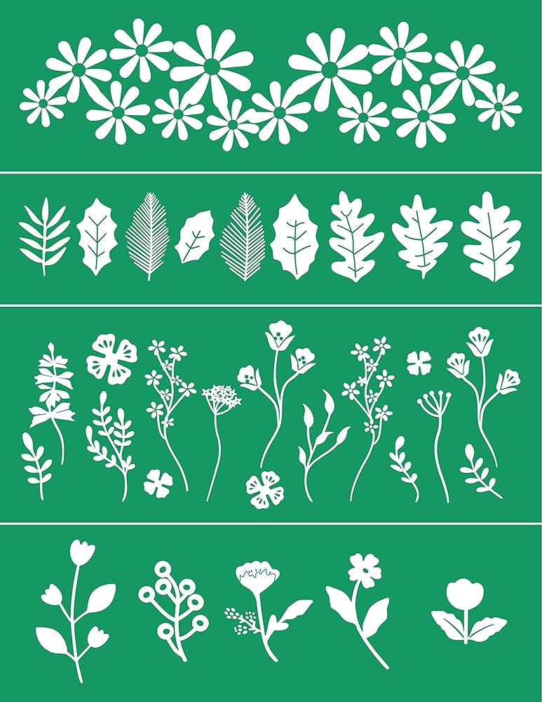 DGAGA Spring Flower Silk Screen Stencils Self Adhesive Leaf Screen Printing Stencil for Chalk Pas... | Amazon (US)