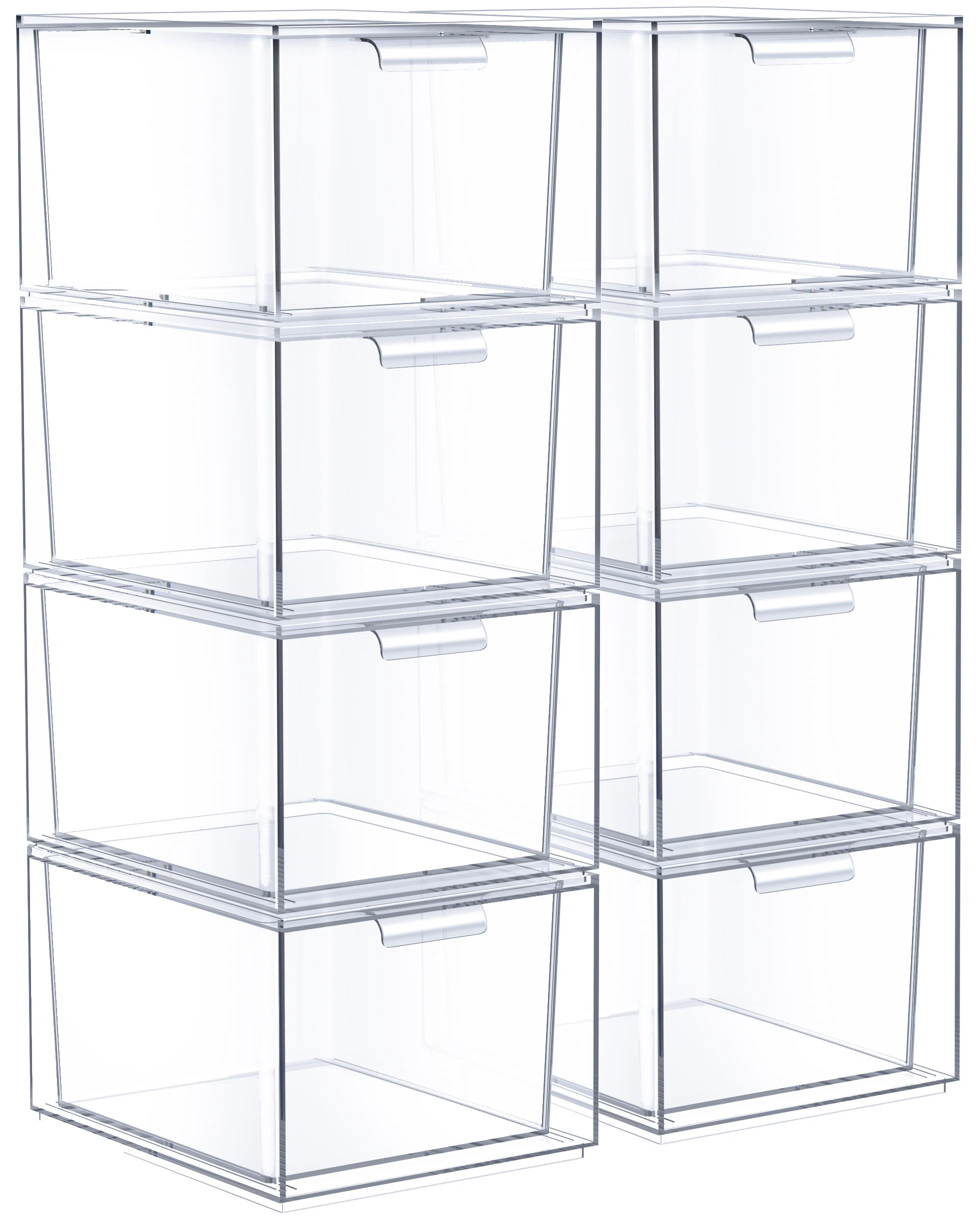 8 Pack Clear Stackable Acrylic Kitchen and Bathroom Drawer Organizers | Wayfair North America