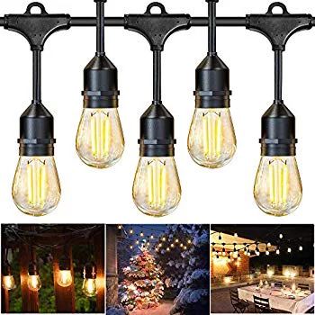 Outdoor String Lights, 48Ft Waterproof LED Patio Lights Outdoor, 15 E26 Edison Vintage Bulbs,15 Hang | Walmart (US)