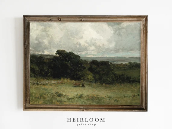 Landscape Art  Vintage Art  Cow Painting  PRINTABLE Art  3 | Etsy | Etsy (US)