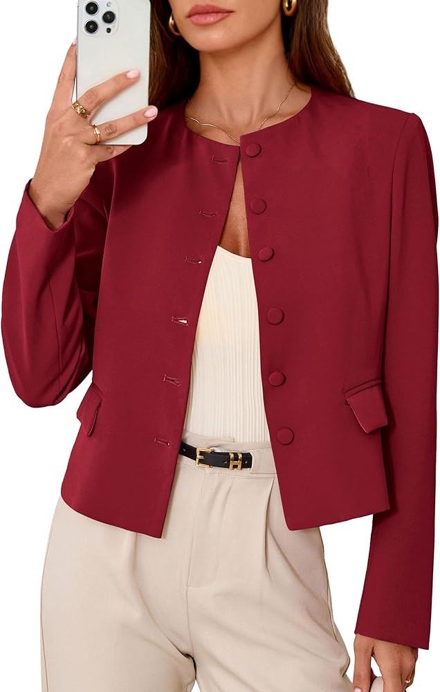 PRETTYGARDEN Women Blazers Business Casual Outfits 2026 Fall Fashion Long Sleeve Professional Off... | Amazon (US)