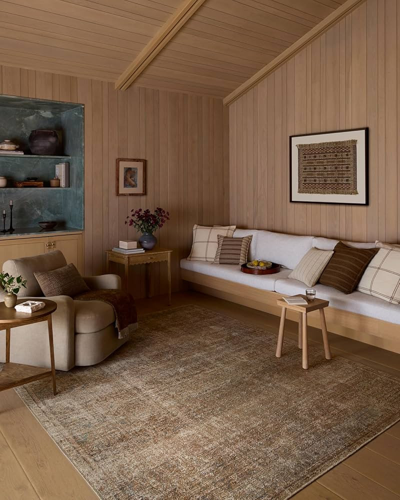 Loloi Amber Lewis Cambria Collection CBR-08 Ocean/Brick 7'-6" x 9'-6" Area Rug Jute, Neutral, Vin... | Amazon (US)