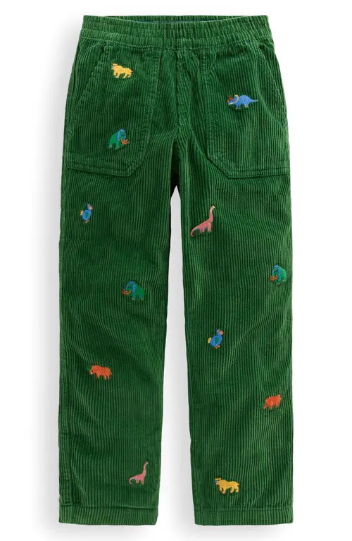 Mini Boden Kids' Dino Embroidered Corduroy Pull-On Pants in Prehistoric Animals Embroidery at Nordstrom, Size 4-5Y | Nordstrom