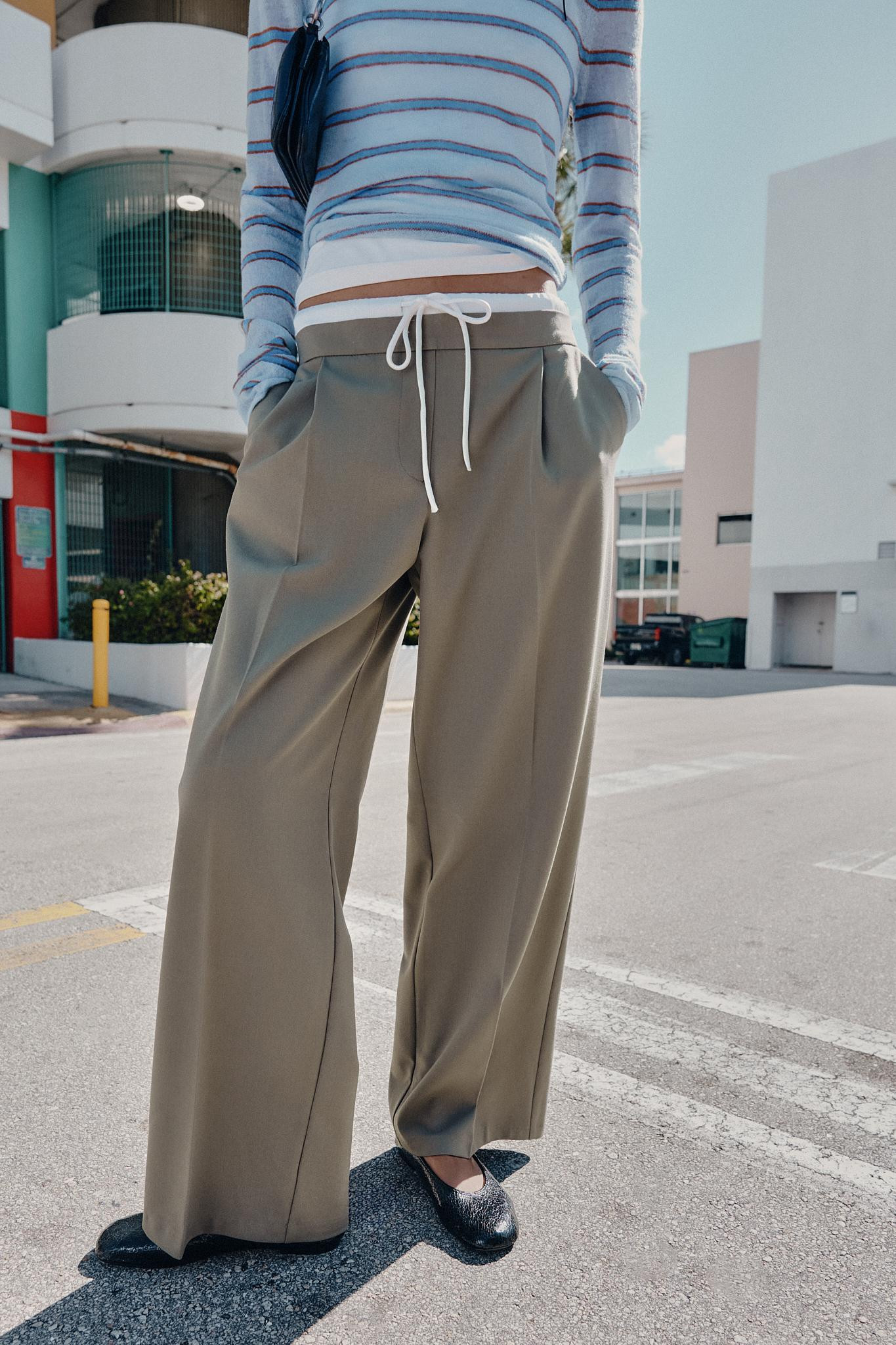 WIDE LEG TROUSERS WITH DOUBLE WAISTBAND | Zara UK