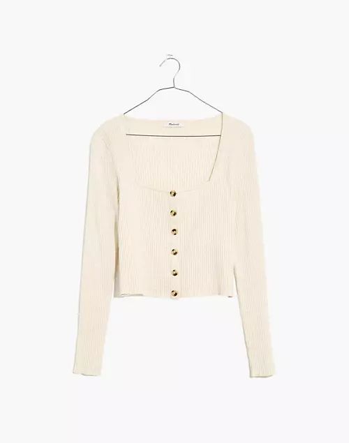 Rosseau Square-Neck Crop Cardigan Top | Madewell