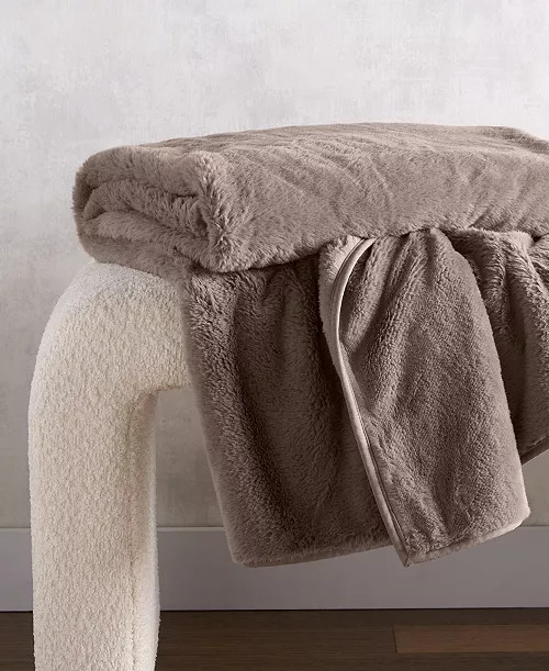 Reversible Faux-Fur Throw, 50" x 70", Macy's Exclusive | Macy's