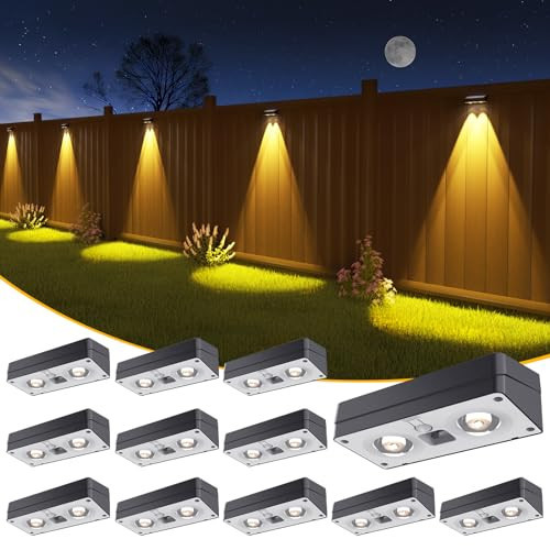 JOFIOS Solar Fence Lights 12 Pack, 50 Lumens Outdoor Fence Solar Lights with 12 Modes RGB Color Glow LED Solar Lights Outdoor Waterproof, Solar Lights for Patio, Backyard, Deck, Fence, Railing. | Amazon (US)