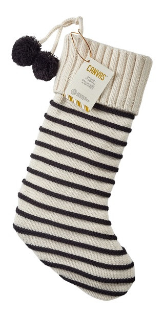 CANVAS Night Before Christmas Collection Striped Stocking, White/Black, 22-in | Canadian Tire