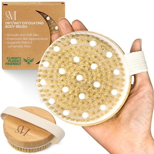 CSM Dry Body Brush - Natural Bristle Exfoliating Brush for Skin Renewal, Lymphatic Support and Circulation Boost - Sustainable Choice Dry Brushing Tool for Gentle Detox, Spa-Like Exfoliation | Amazon (US)