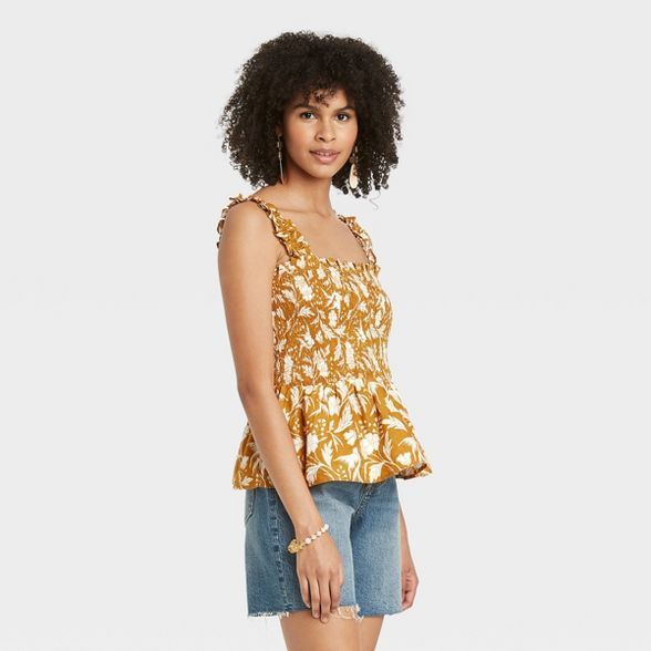 Women's Floral Print Smocked Tank Top - Universal Thread™ | Target