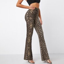 Leopard Print Flare Leg Trousers | SHEIN
