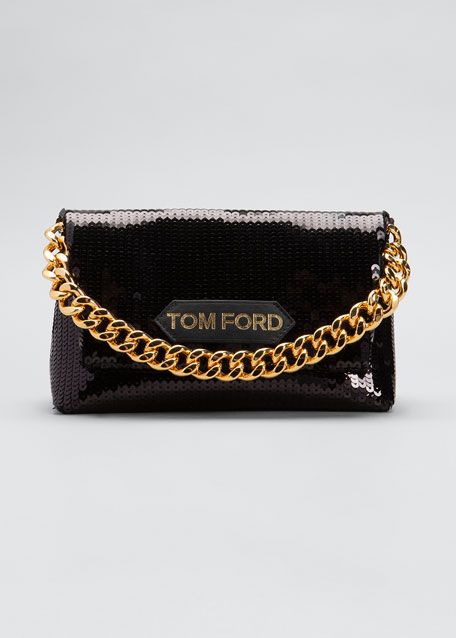 TOM FORD Label Mini Sequin Chain Shoulder Bag | Bergdorf Goodman