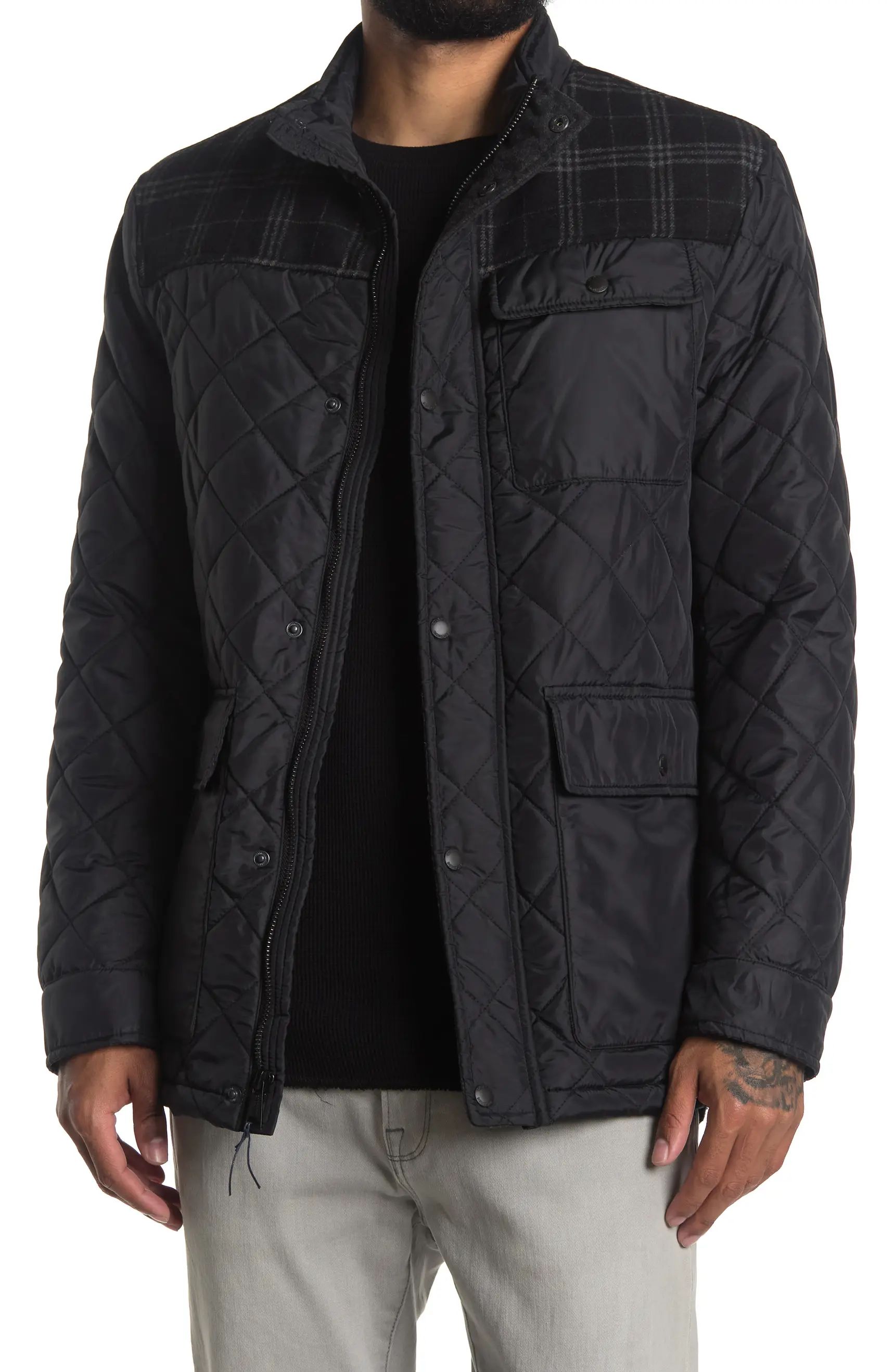 Mixed Media Water Resistant Diamond Quilted Jacket | Nordstrom Rack