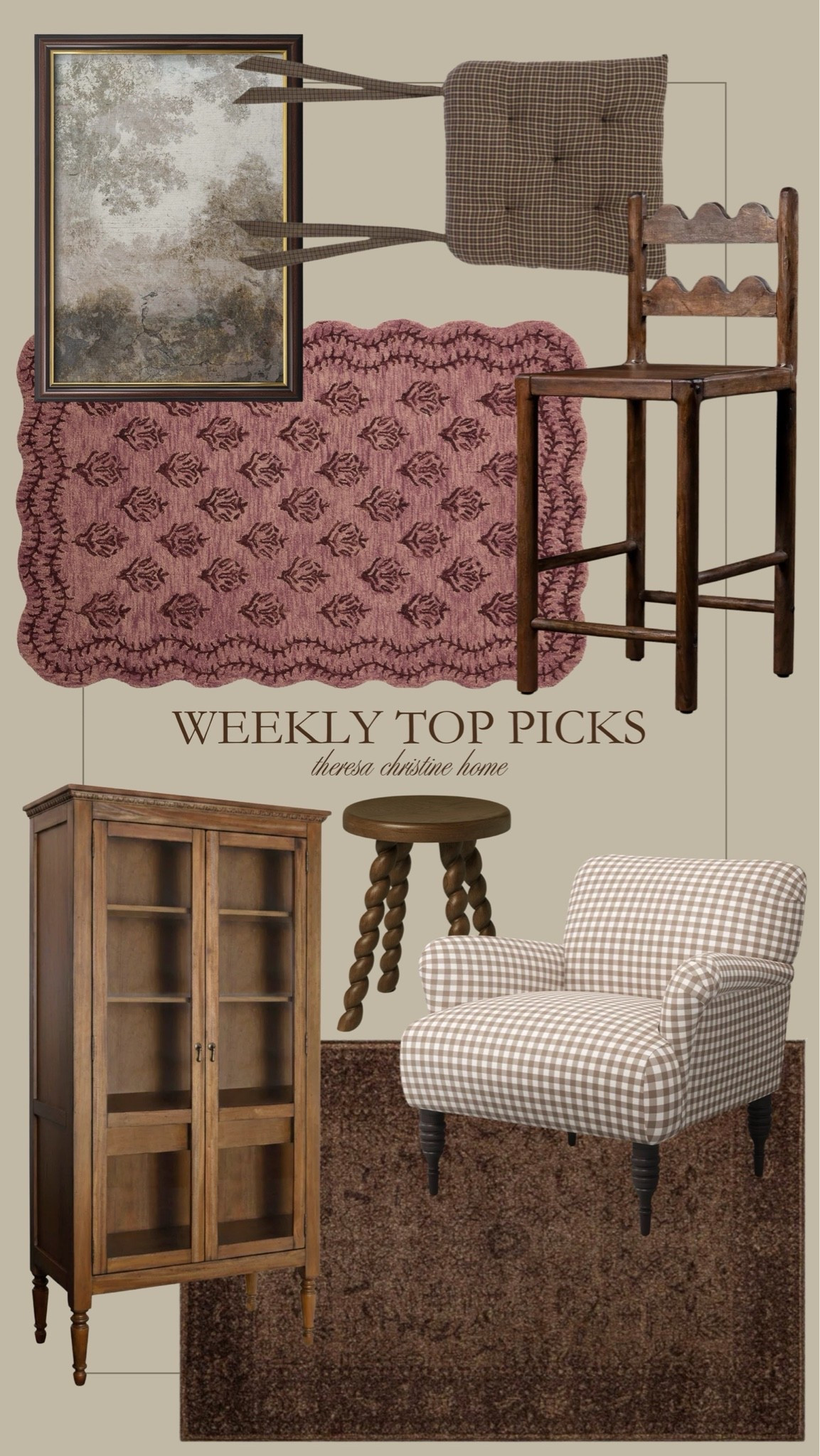 Weekly top picks! Last week’s favorites included our laundry room rug, kitchen stool and cushion, wooden hutch cabinet, gingham accent chair, and more! 🤎🙌🏻

#LTKHome