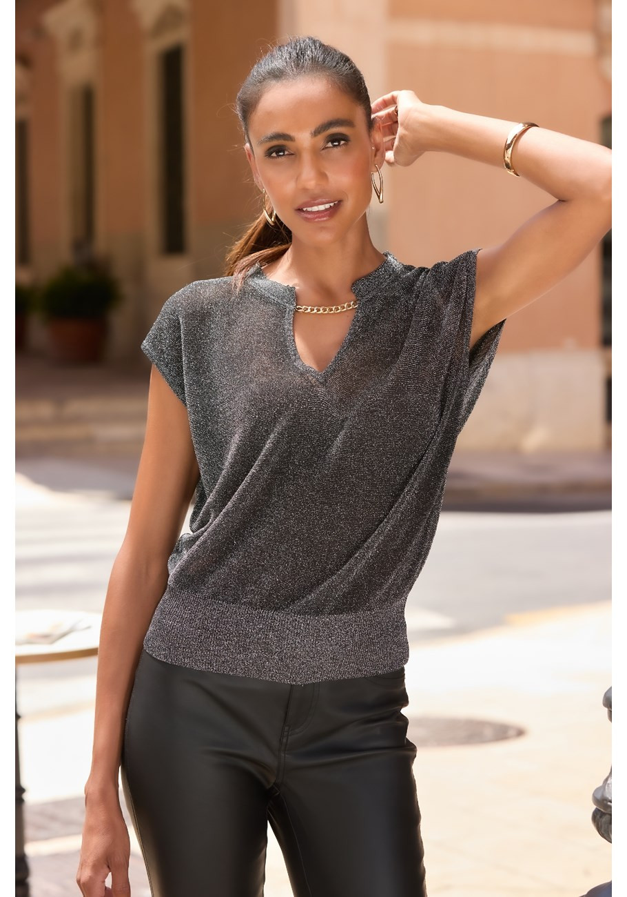 metallic slinky knit top | Lascana