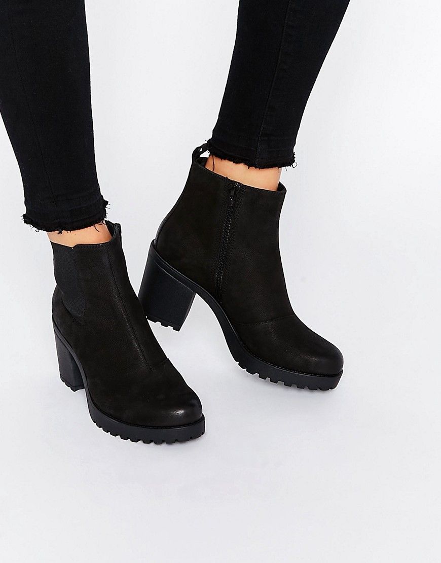 Vagabond Grace Black Leather Ankle Boots - Black nubuck | ASOS US