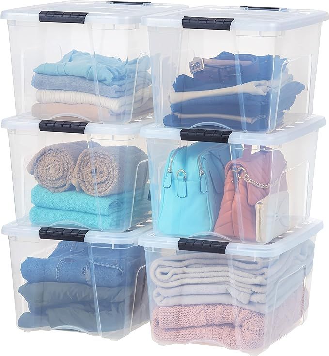 IRIS USA 37.9L (40 US QT) Stackable Plastic Storage Bins with Lids and Latching Buckles, 6 Pack -... | Amazon (CA)