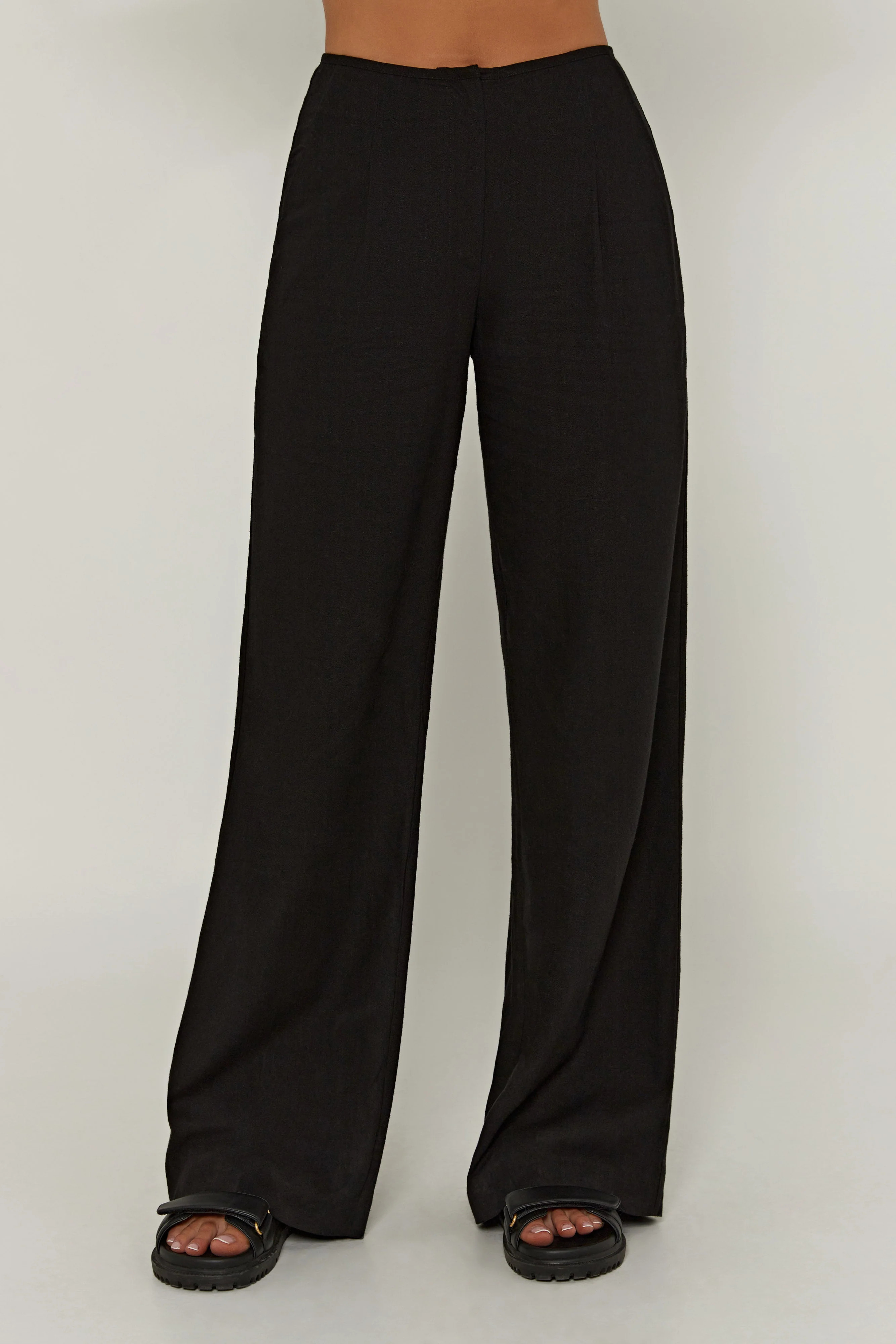 Adina Linen Pant - Black | MESHKI US