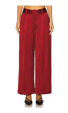 Smythe Cropped Pleated Trouser in Crimson from Revolve.com | Revolve Clothing (Global)