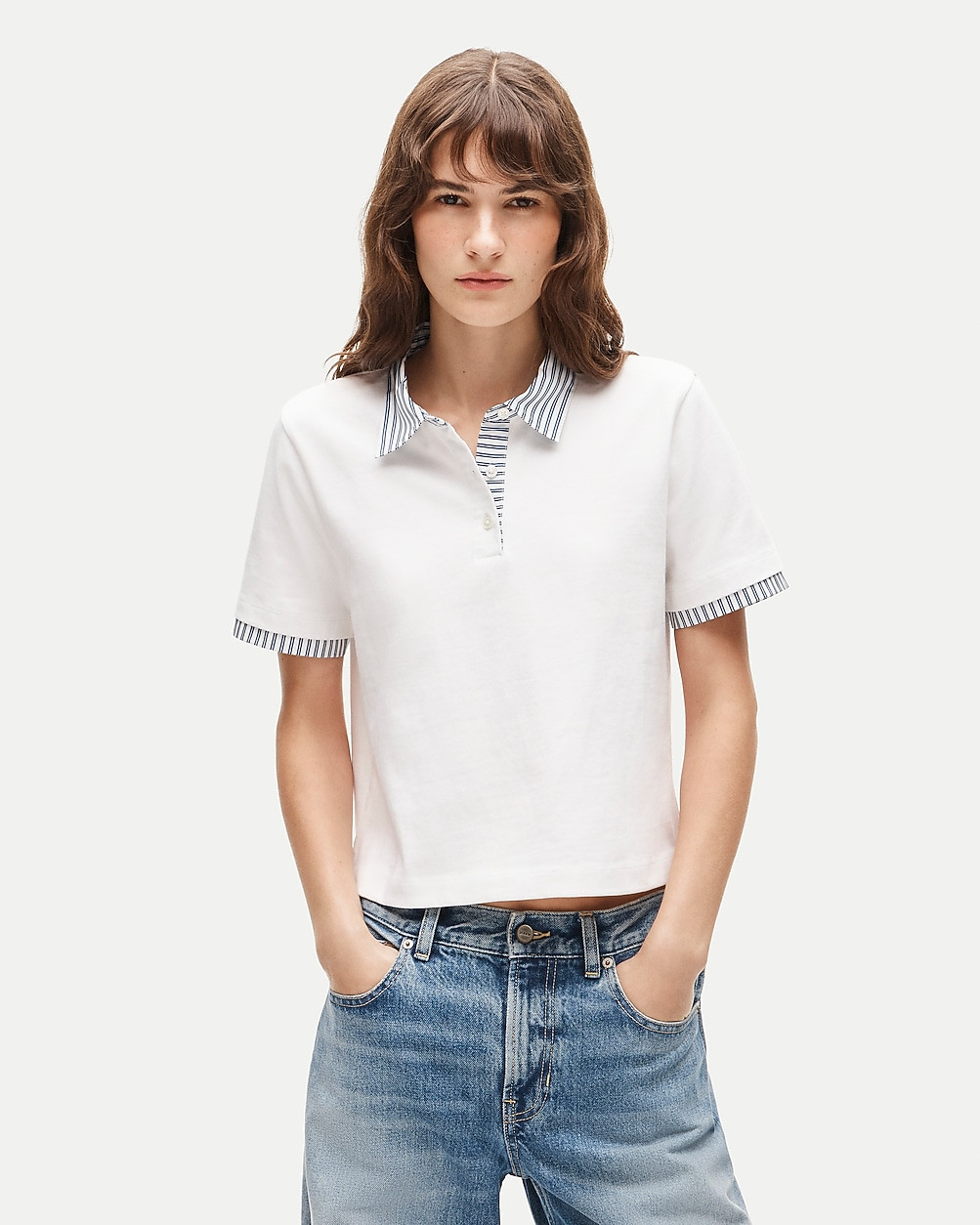 Poplin-collar polo in mariner cotton | J. Crew US