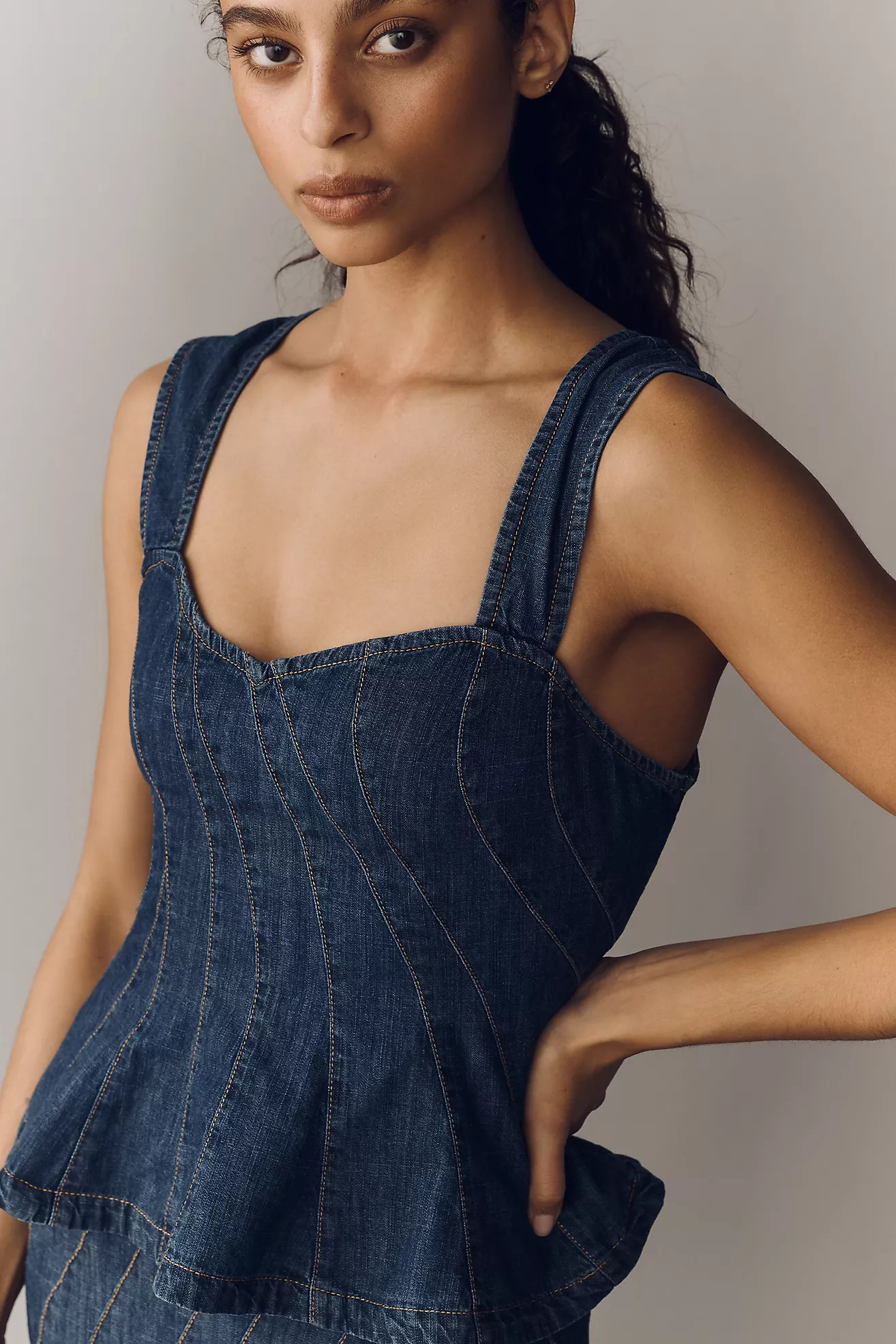 By Anthropologie Sleeveless Denim Peplum Top | Anthropologie (US)