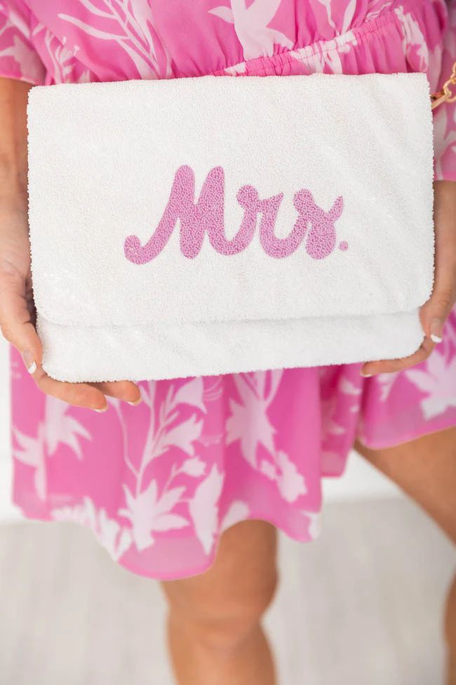 Already Know White Beaded Mrs Clutch | The Pink Lily Boutique
