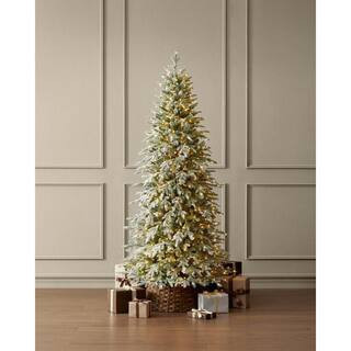7.5 ft. Grand Duchess Twinkling Balsam Fir Slim Flocked LED Pre-Lit Artificial Christmas Tree | The Home Depot