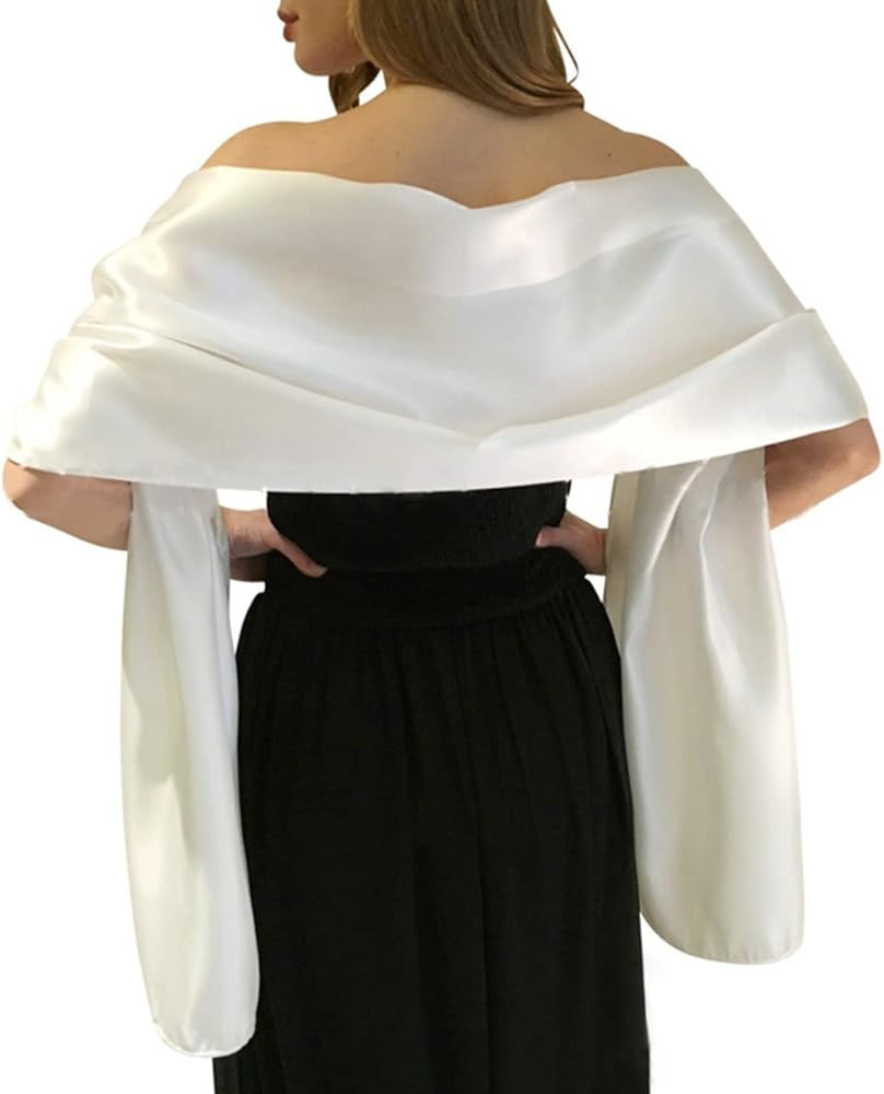 MLMW Shawls and Wraps for Evening Dresses Satin Shawl Wraps for Women Extra Long Wedding Shawls f... | Amazon (US)