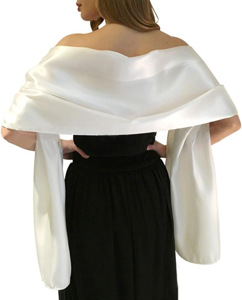 MLMW Shawls and Wraps for Evening Dresses Satin Shawl Wraps for Women Extra Long Wedding Shawls f... | Amazon (US)