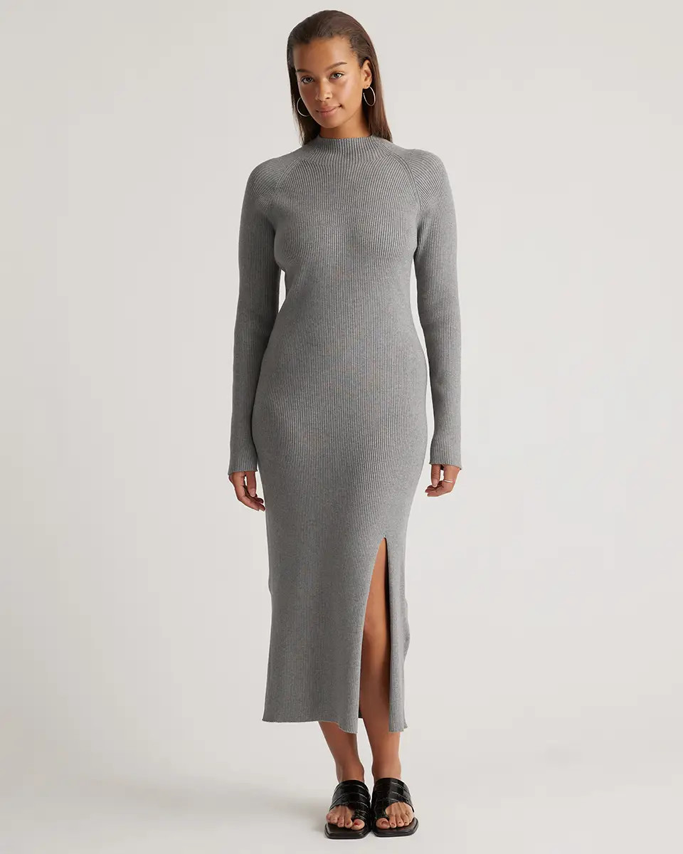 Eco-Knit Ribbed Mock Neck Sweater Dress | Quince