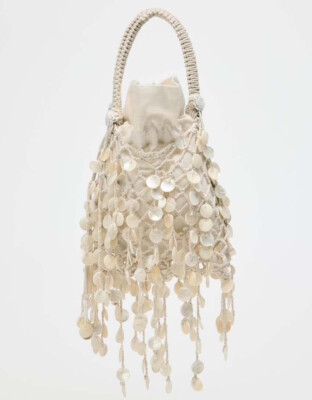 ZARA NEW WOMAN PEARLESCENT APPLIQUÉ BAG LIGHT BEIGE 6530/610/111 | eBay US