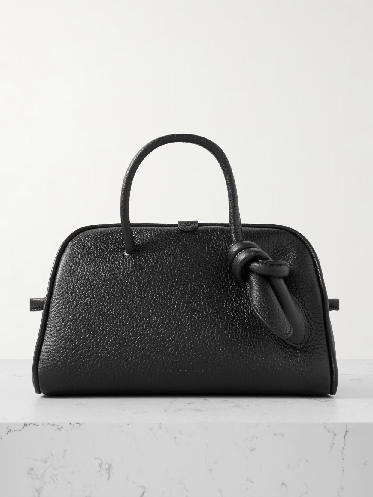 Jacquemus - The Turismo Small Textured-leather Tote - Black | NET-A-PORTER (US)