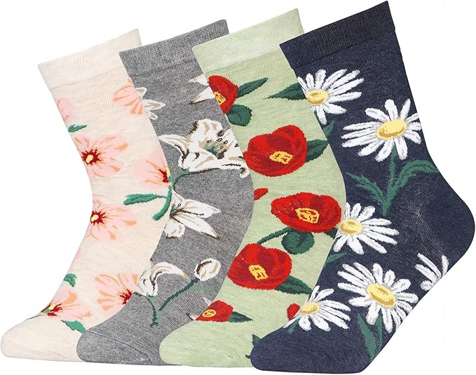 Women's Novelty Casual Cute Colorful Funny Patterned Cotton Crew Dress Socks | Amazon (US)