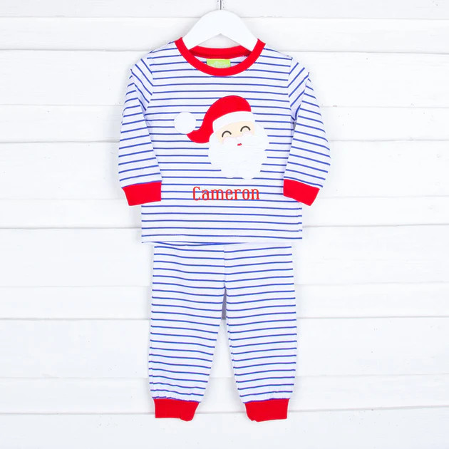 Here Comes Santa Blue Stripe Pajamas | Classic Whimsy