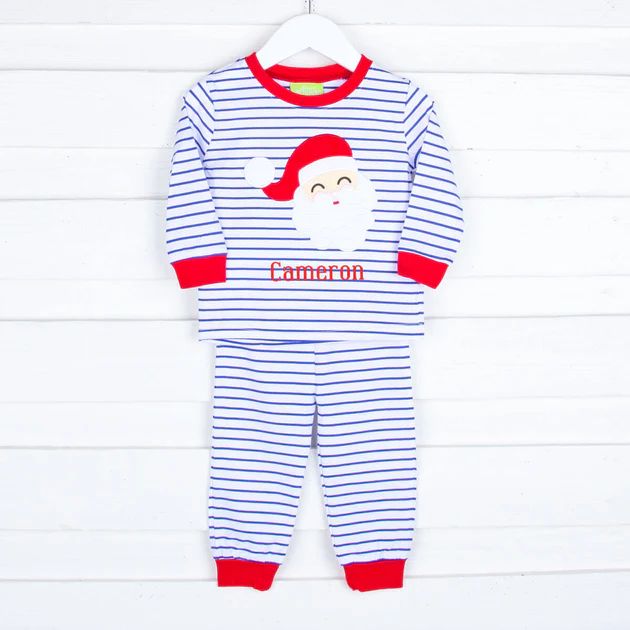 Here Comes Santa Blue Stripe Pajamas | Classic Whimsy