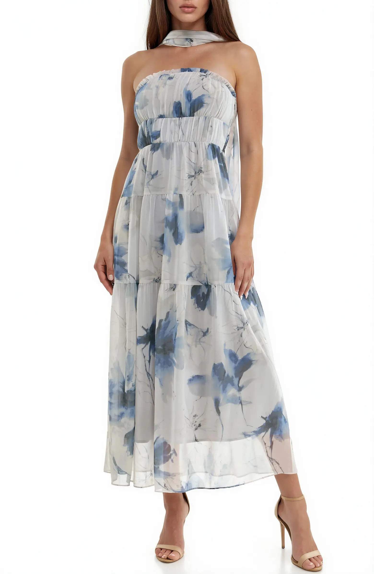 Socialite Floral Print Chiffon Maxi Dress | Nordstrom | Nordstrom