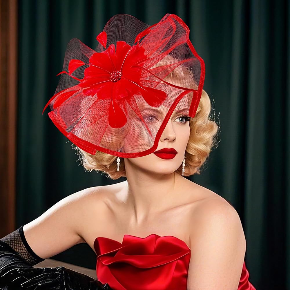 Zinniday Vintage Tea Party Hat - 2026 Mesh Kentucky Fascinators Headband Flower Feather Derby Hat... | Amazon (US)