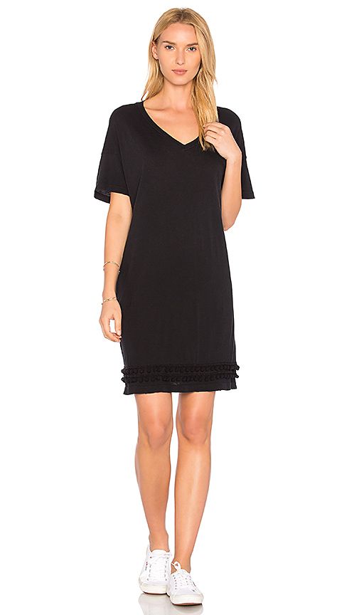 Current/Elliott The Pom Pom Tee Dress in Black. - size 0 / XS (also in 1 / S) | Revolve Clothing