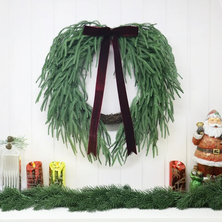 Evergreen Natural Feel Norfolk Artificial Christmas Wreath, Green, 22", by My Texas House | Walmart (US)