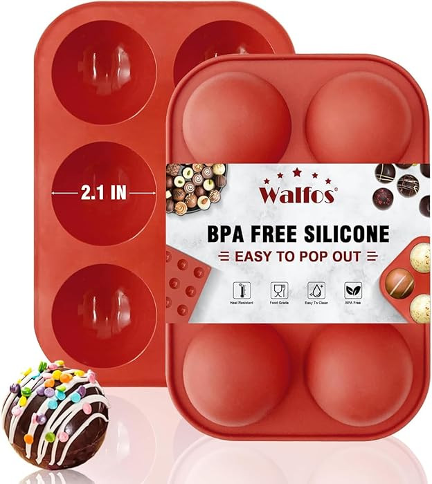 Silicone Hot Chocolate Bomb Mold Medium Semi Sphere Mold, 2 Packs Half Sphere Silicone Baking Mol... | Amazon (US)