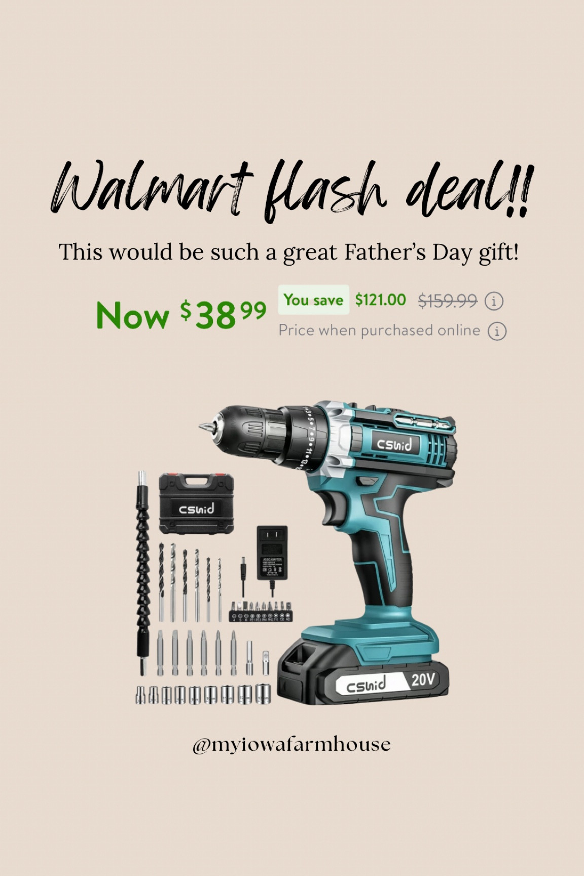 This drill set is on sale and would be such a great Father’s Day gift!
Walmart Flash deal. Walmart find  

#LTKFindsUnder50 #LTKSaleAlert #LTKGiftGuide