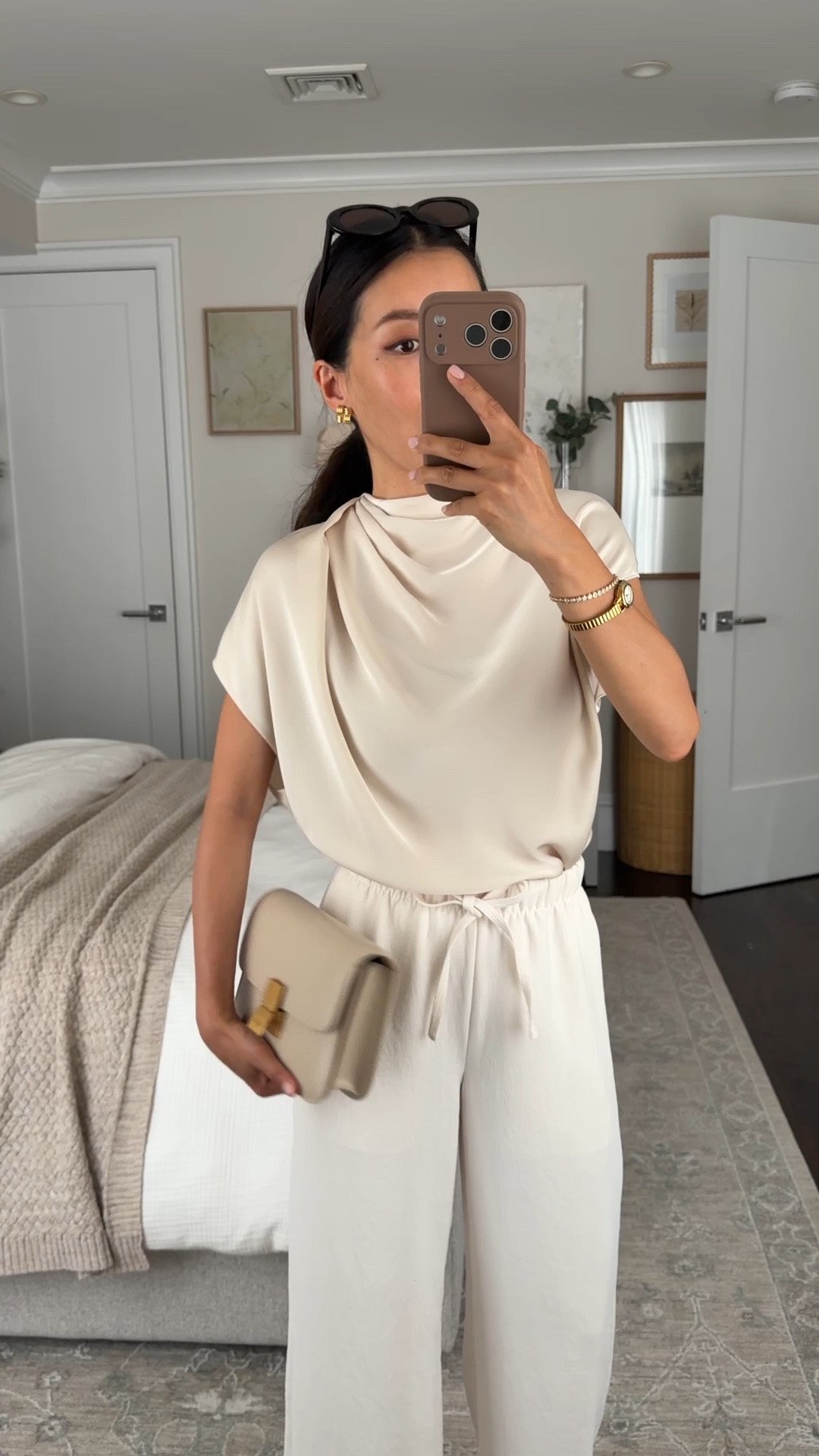 Size info below! 
• Nominee blouse 2XS in seaside cream, blousy fit, very lightweight easy to tuck in 
• Lodge pants 2XS short 28.5” runs long for petites, I have also purchased regular sizing and hem them. Drapey fabric, stretch waist, wrinkle resistant. 
• Loeffler Randall kitten heels 5.5 

Petite workwear, classic office style, business casual summer outfit ideas

#LTKPetite #LTKWorkwear #LTKootd
