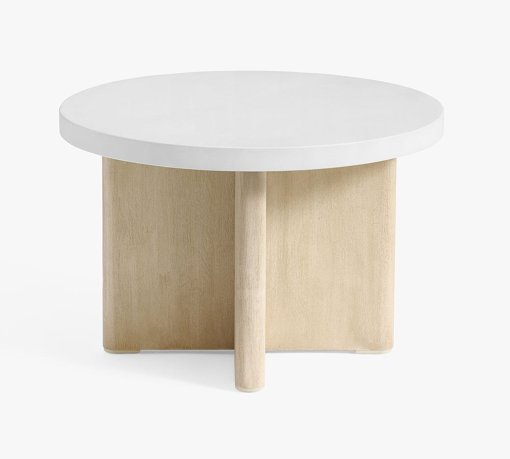 Cayman Concrete & Eucalyptus Round Outdoor Side Table (26") | Pottery Barn (US)